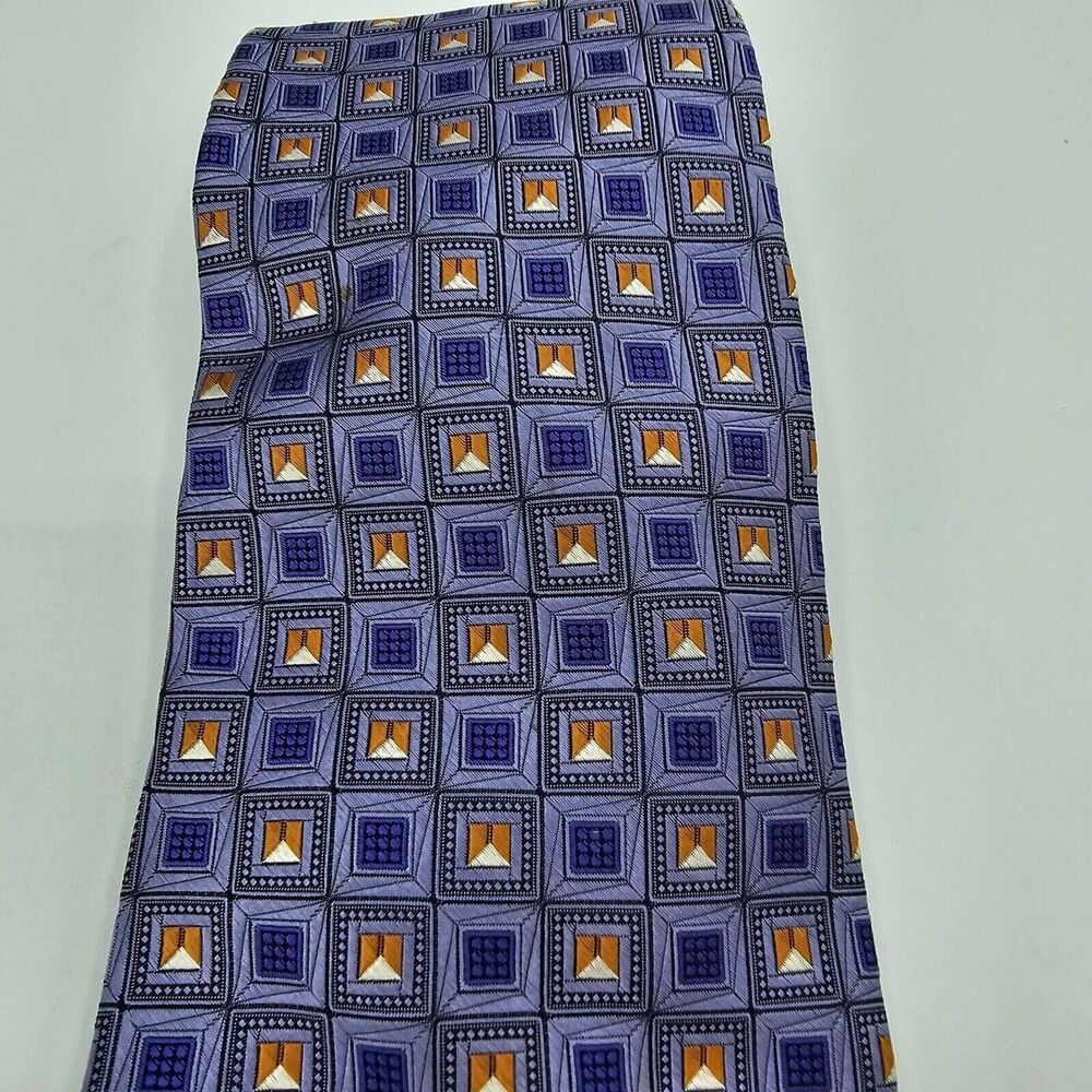 Mens Necktie Robert Talbott Silk Blue purple suit Size 59 By 4 Inches Vintage - Picture 5 of 7